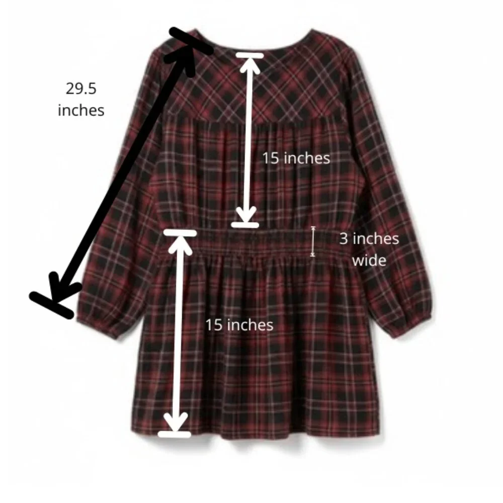 NWT Torrid Babydoll Crinkle Flannel Gauze Smocked Tie Waist Black/Red SZ 4 (26) - Picture 5 of 6